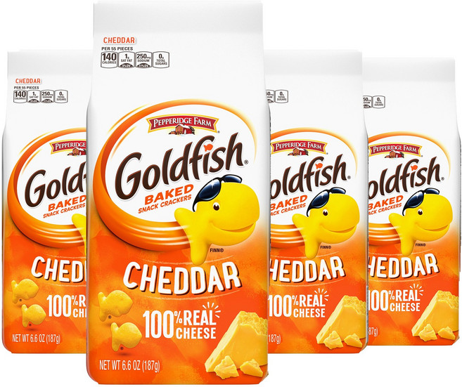 페퍼리지팜 골드피시 베이크드 스낵 크래커 체다 4개x187g Goldfish Cheddar Crackers 4ct, 187g, 4개