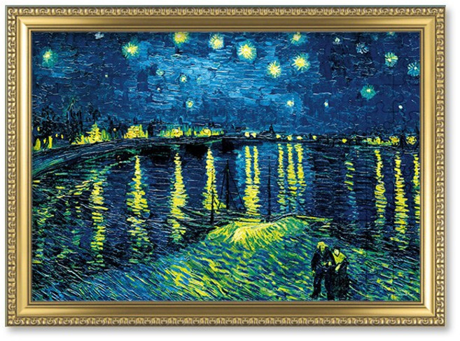 1014피스 직소퍼즐+액자세트 - 론강의 별이 빛나는 밤 (액자포함), 액자선택가능, 1세트