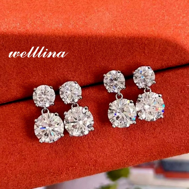 웰리나 실버925 큐빅 드랍 귀걸이 여성 귀걸이 드롭귀걸이