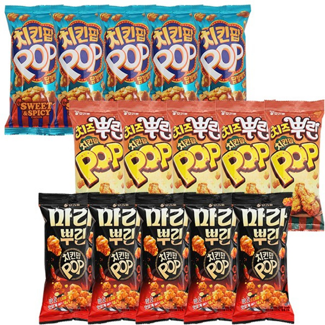 오리온 치킨팝 3종 (닭강정맛65g+치즈맛65g+마라맛60g), 5세트, 190g