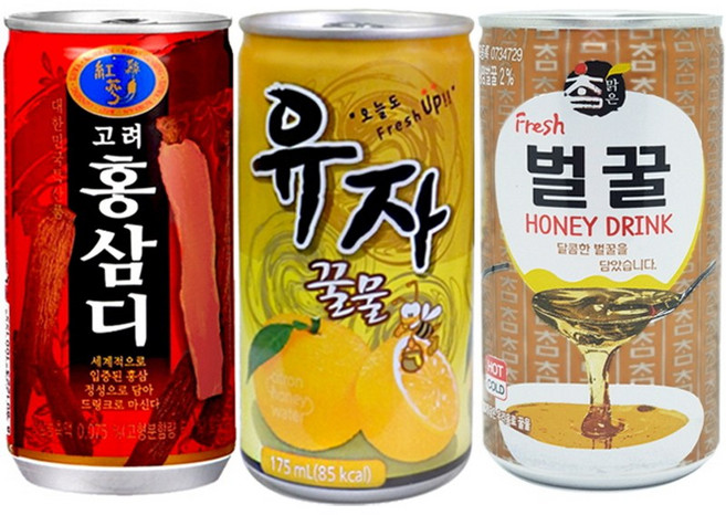 Yotta 고려 홍삼디 유자꿀물 참맑은 벌꿀 미니캔음료 업소용음료수 노래방 PC방 식당 차음료 혼합음료, 90개, 175ml