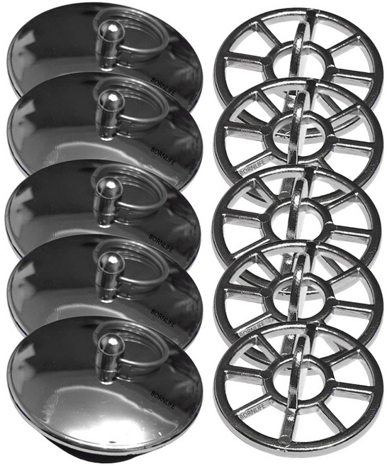 본라이프 최근생산 국산 크롬 욕조마개 세트 욕조거름망 욕조마개 욕조 배수구 마개 욕조 거름망, 수량-5세트