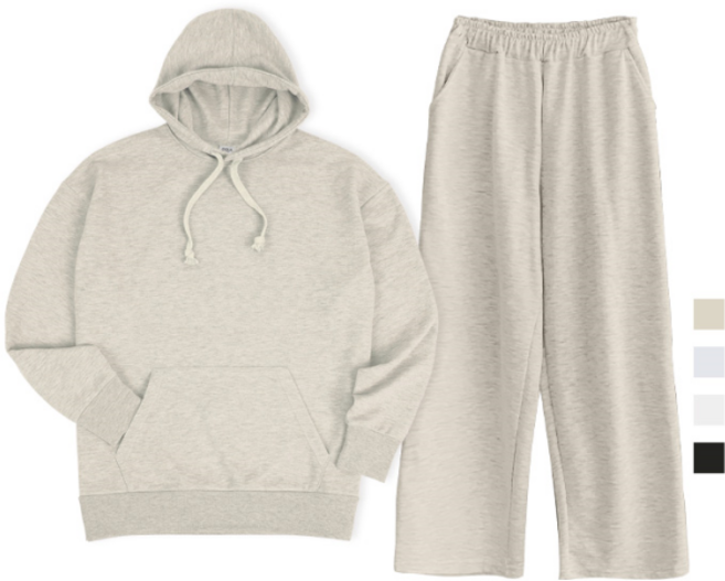 폴앤폴 데일리 오버핏 후드 밴딩 트레이닝 세트 원마일웨어