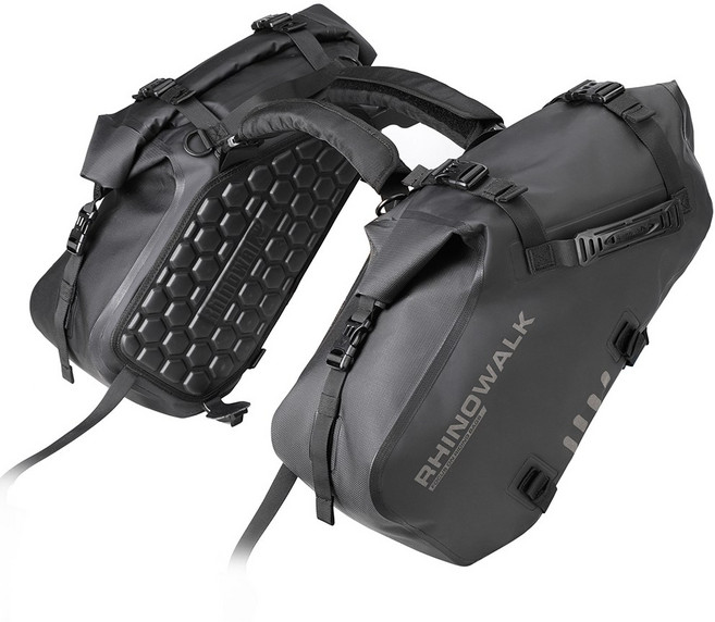 라이노워크 오토바이 사이드백 방수 바이크 가방 MT1428 (14L+14L), 블랙