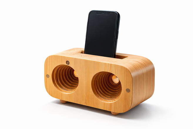 나무소리 국내제작 핸드메이드 원목 무전력우드스피커 감성 캠핑 휴대폰 거치대 거실 인테리어 소품 자연확산 사운드 증폭, Natural, WS-PINE-01
