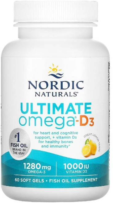 노르딕내추럴스 얼티메이트 오메가D3 Ultimate OmegaD3 레몬 맛 소프트젤 60정, 1개 - 쿠팡