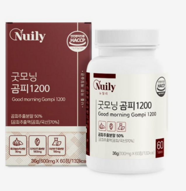 국내산곰피추출액 흑마늘농축분말 뉴일리 굿모닝 곰피1200 600mg 60정 곰피추출분말, 12