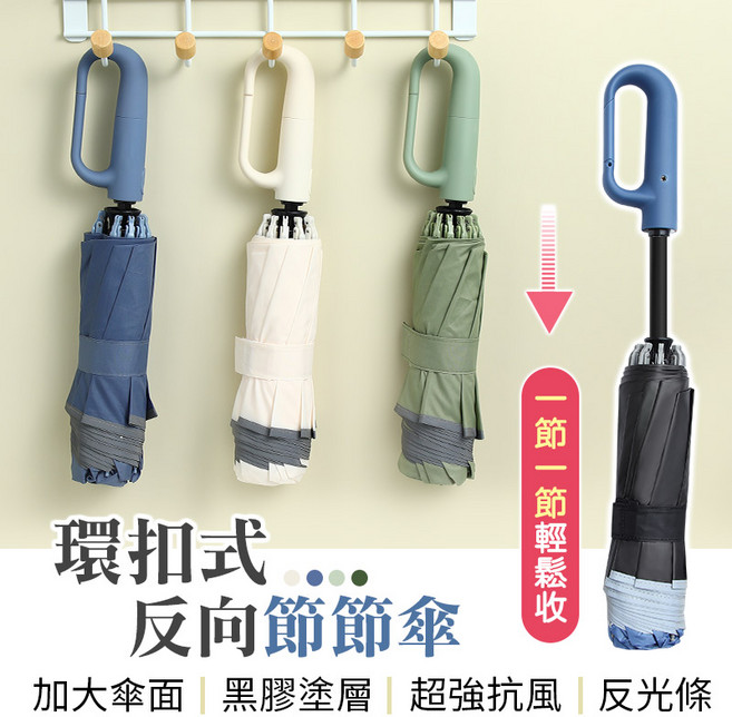 環扣反向自動傘 防風抗UV 便攜雨傘