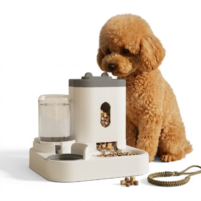 윌리펫 반려동물 프리미엄 일체형 2세대 반자동 급수식기, 1개, 화이트그레이, 1.6L