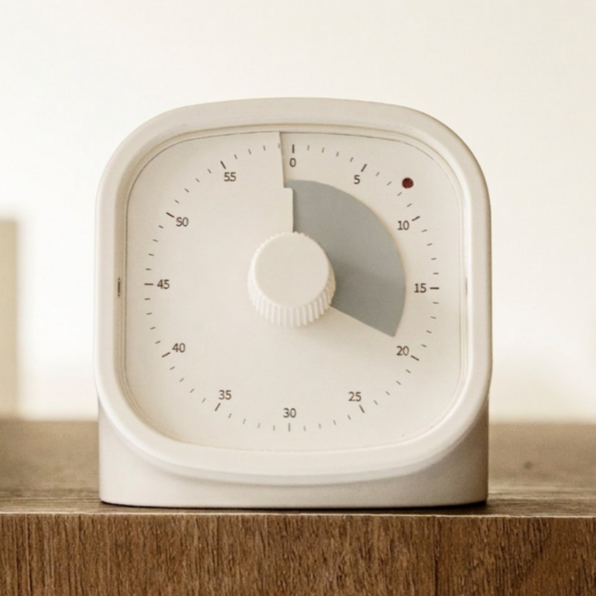 볼륨조절 센담 무소음 뽀모도로타이머 알람시계 공부타이머, 그레이, 1개