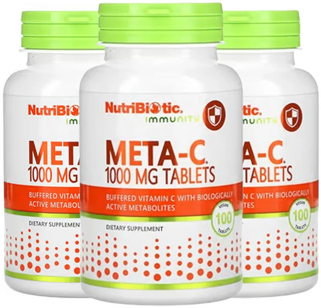 뉴트리바이오틱 이뮤니티 Meta-C 1000mg 비건 정 100정, 3개 - 쿠팡