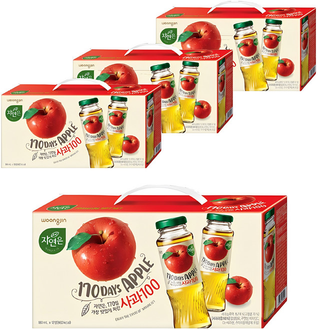자연은 170일 사과 100, 180ml, 48개