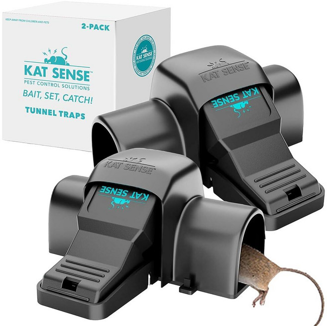 Kat Sense Double Cover Rat and Squirrel Trap 2-Pack - Humane Mouse for Indoor Outdoor Use Prevent
