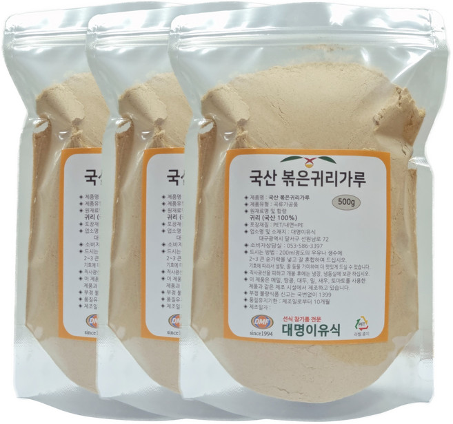 대명이유식 볶은귀리가루 국산100% 분말 선식 오트밀 미숫가루 쉐이크, 500g, 3개