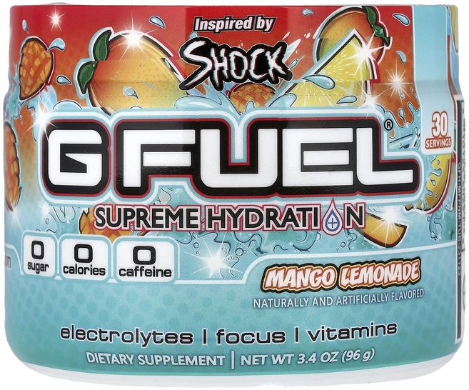 효과가 좋은 G FUEL 수프림 하이드레이션 망고 레모네이드 96g(3.4oz) 최저가격, GFUEL수프림하이드레이션망고레모네이드96g34oz, 96g, 1개 - 쿠팡