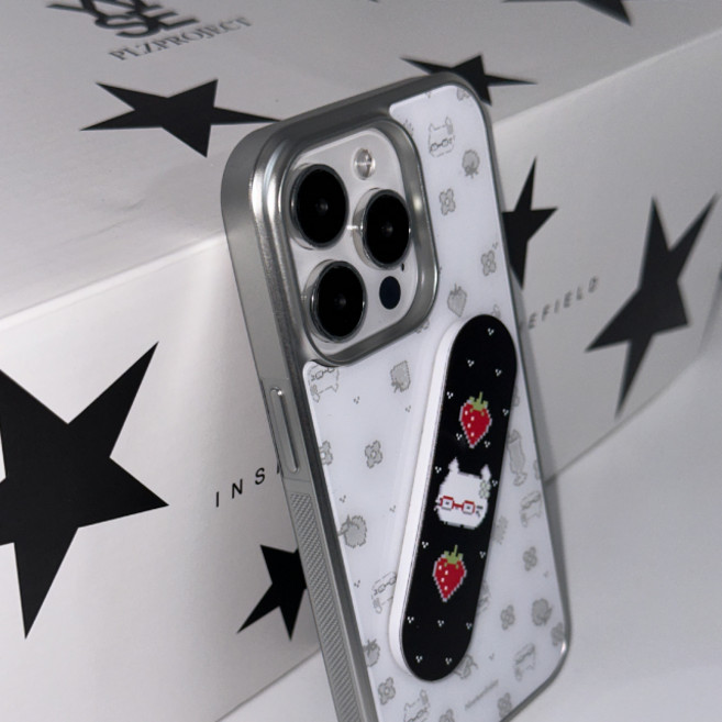 안경 도트냥 아이폰 갤럭시 맥세이프 실버 에폭시 케이스 폰케이스 스마트톡 세트