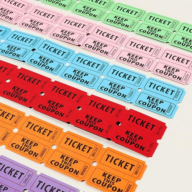 이벤트티켓 행운권 추첨권 번호표 추첨함 경품권 응모권, 100매, 옐로우