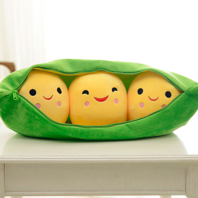 완두콩 봉제 강낭콩 인형 귀여운 쿠션 선물용 베개 소파 침실용, 골든빈 그린