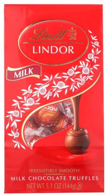 Lindt 낱개 개별 포장 린트 린도르 밀크 초콜릿 캔디 트러플 녹는 센터가 있는 15.2온스 백, 144g, 1개