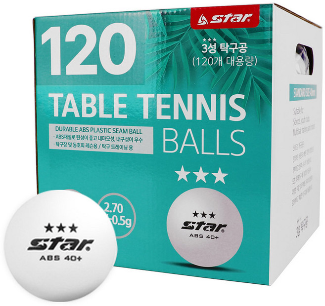 스타 탁구공 3성 120개입 GB220 40mm ABS 플라스틱 볼 연습용, 화이트, 1개
