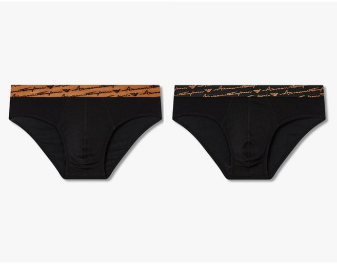 매장정품 EMPORIO ARMANI UNDERWEAR 엠포리오 아르마니 언더웨어 커시브 로고 솔리드 밴딩 브리프 2종 SET(0815311054 0815311055) 17099