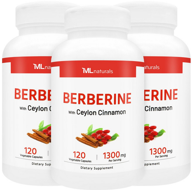 [미국빠른직구] 신제품 마이라이프 내추럴스 베르베린 1300mg with 실론시나몬, 3개, 120정