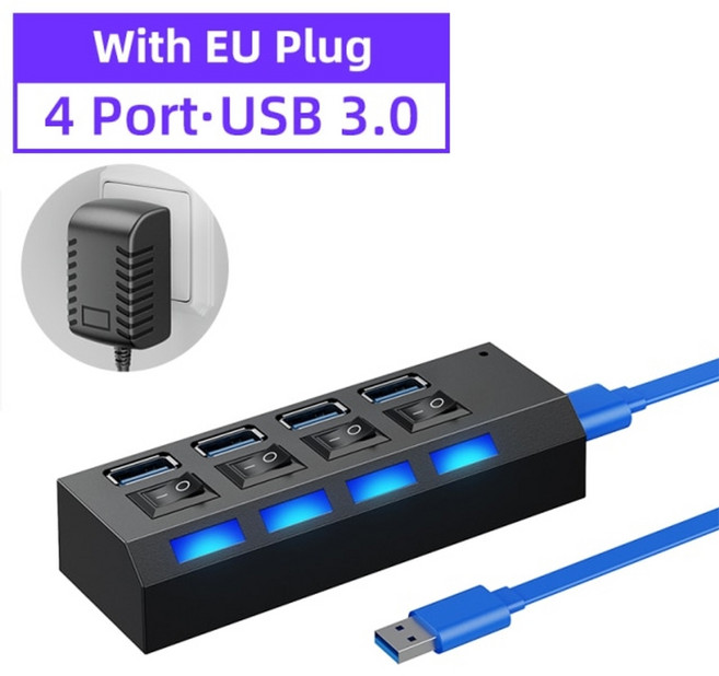 usb 3.0 hub 3 0 hub multi usb splitter 47 port expander multiple usb 2.0 hab 전원 어댑터 usb3.0 hub for, 협력사, eu가 있는 usb3.0 4포트, 1개