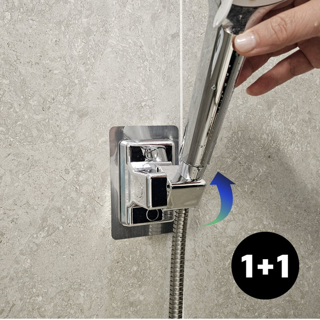 리앤리 안떨어지는 무타공 360도 샤워기 거치대, 메탈실버(metal silver), 2개