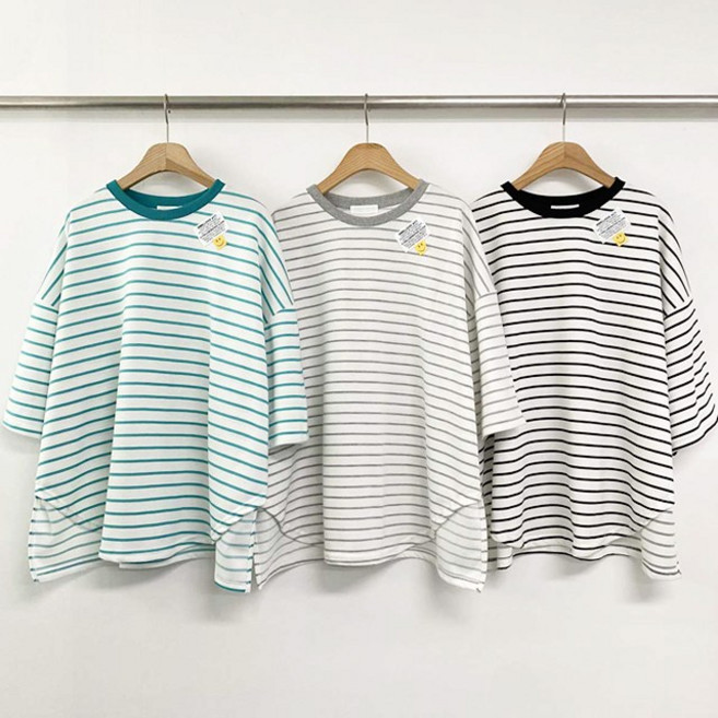 엘리즈데이 에디패치반팔티 여성티셔츠 반팔티 반소매 라운드티 면티 단가라티 스트라이프티 박스티 루즈핏 트임티 빅사이즈티 데일리룩