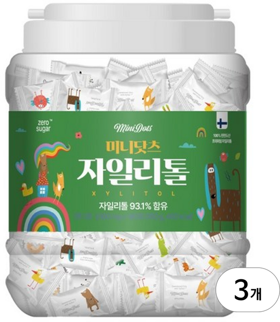미니닷츠 자일리톨 캔디 포도맛, 180g, 3개
