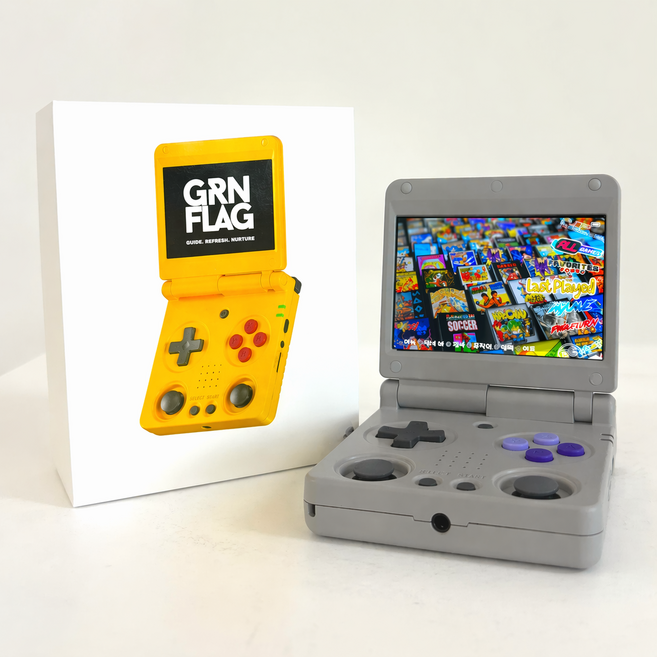 그린플래그 RG34XX SP 한방팩 내장 폴더 휴대용 미니 게임기, 256G (한글 게임팩 내장), 그레이