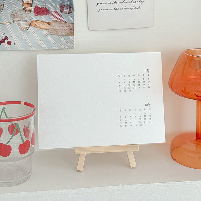 2026년 달력 만들기 캘리그라피 DIY 탁상 캘린더 가로형, 1개, 5x7 가로달력+원목 꽂이