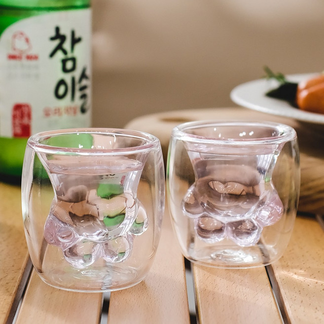 "술이 달다냥" 쿡티스트 고양이발모양 소주잔 술잔, 1개