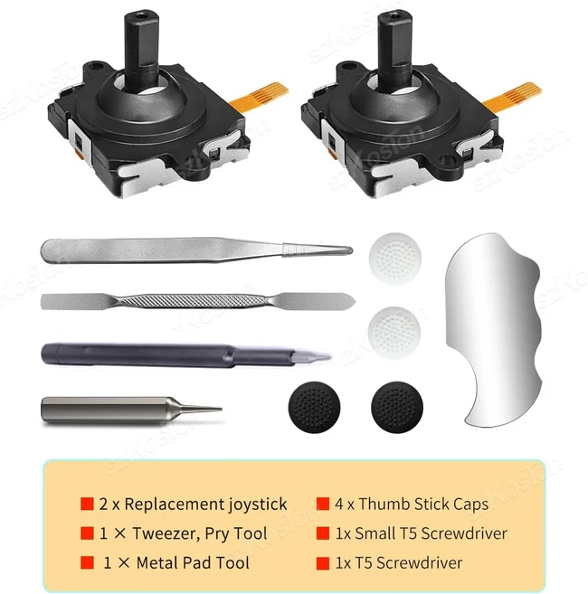Oculus Quest 2 컨트롤러용 VR 조이스틱 교체 키트 핸들 수리 액세서리(썸스틱 그립 포함), 01 1Set