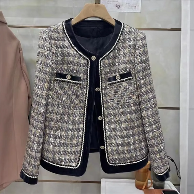 휠렉스 여성 라운드넥 캐주얼 빅사이즈 트위드 자켓 JT259