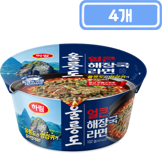 하림)울릉도얼큰해장국라면 102g, 4개