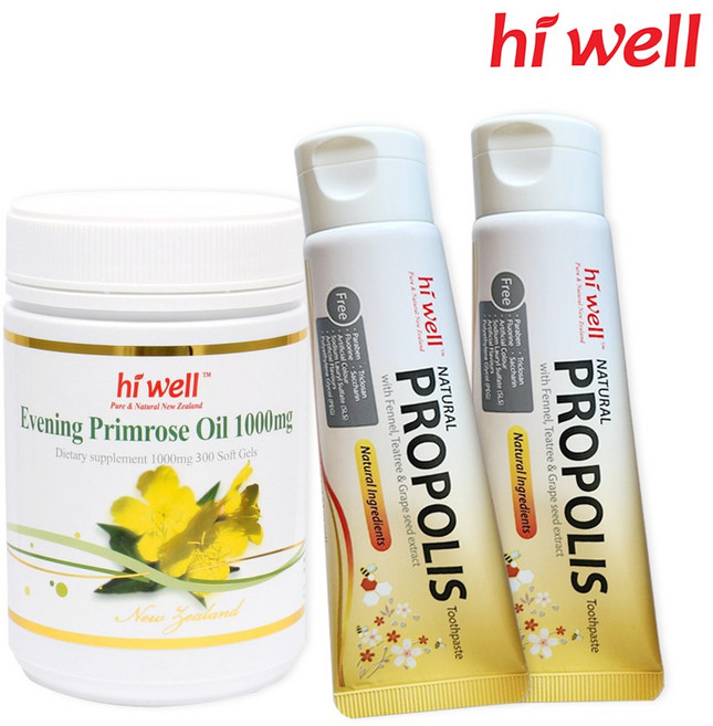 뉴질랜드 하이웰 달맞이꽃 감마리놀레산 달맞이유 종자유 추출물 감마리놀렌산, 달맞이꽃 종자유 1000mg+치약2개