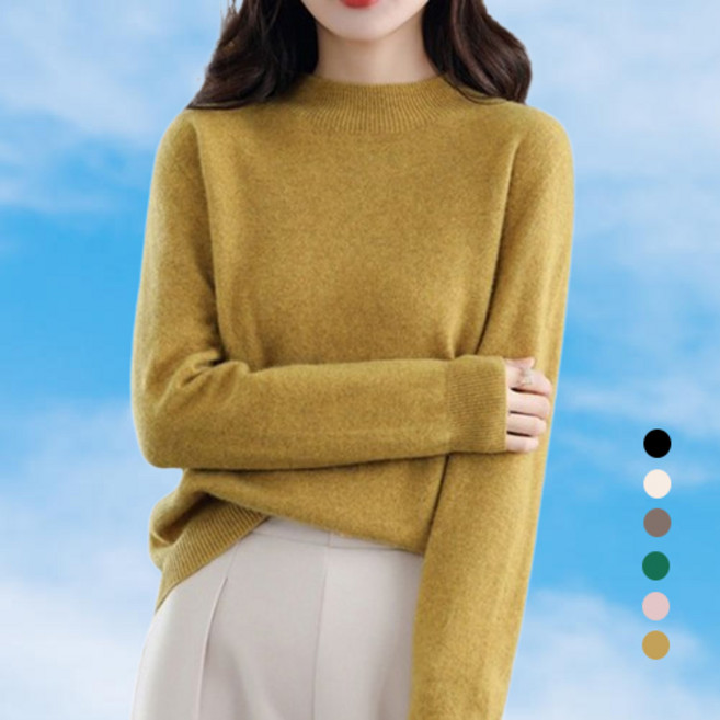 [당일출고]KAQIA 여자 겨울 니트 캐시미어 니트 여성니트 울니트 라운드넥 니트티 ZZY1001