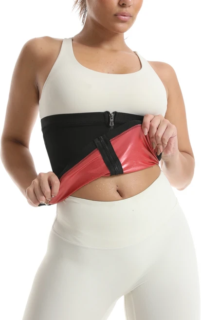 여성용 지퍼 슬리밍 운동 허리 트레이너 사우나 효과를 높이고 복부 초과 화상, 01 빨간색, 03 M