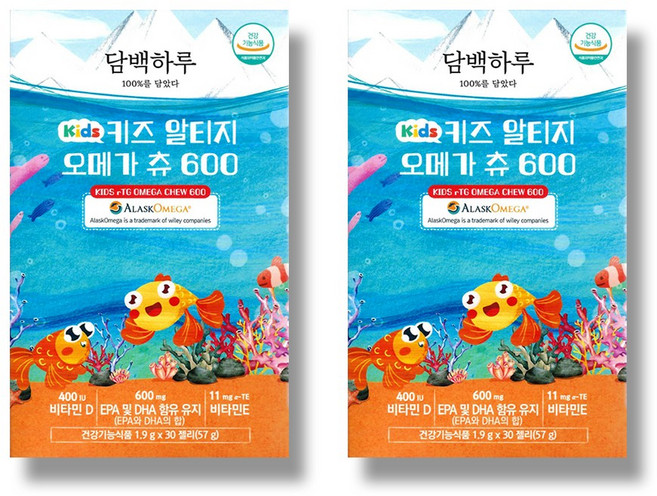 담백하루 키즈 알티지 오메가 츄 600 30p, 57g, 2개