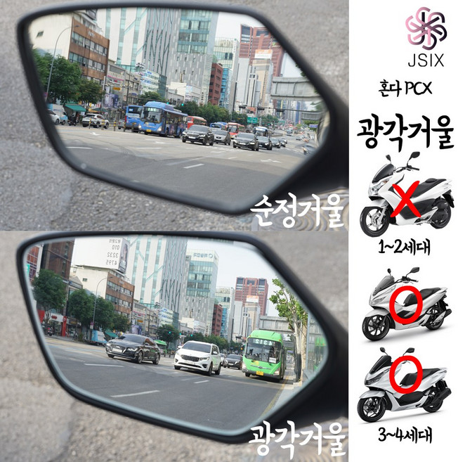 제이식스 혼다 PCX 광각미러 튜닝 용품, 1개