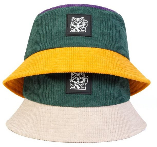 나빌레앙 남녀공용 코듀로이 고양이 자수 가벼운 벙거지 모자