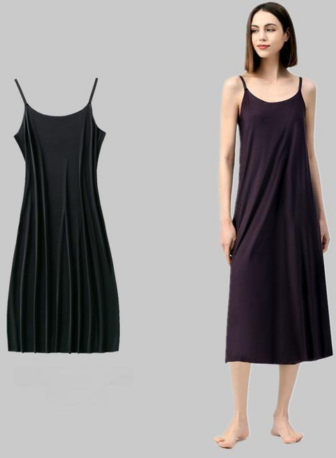 섹시한 실크 슬립 원피스 여성 여름 나이트 드레스 미디 길이 서스펜더 스타일 시원한 착용감