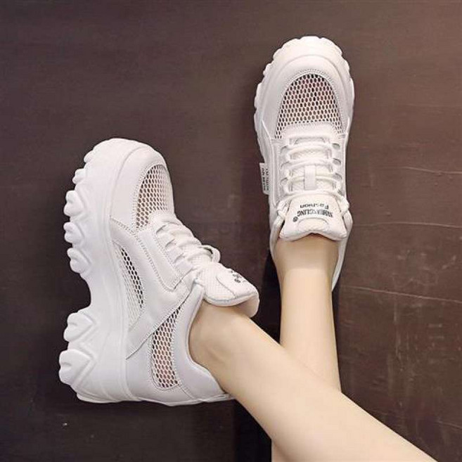 여름키높이운동화 10cm 여성 스탠딩화 굽 어글리 스니커즈 속굽 발편한 치어리더 응원단