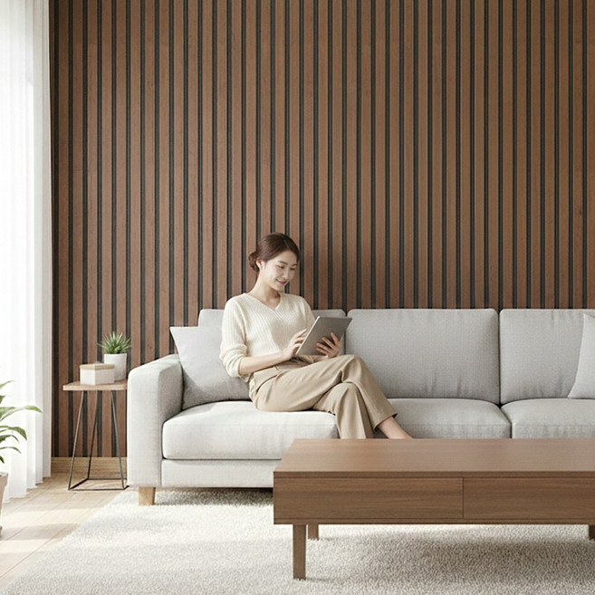 3초쿨 접착식 템바보드 (스크래퍼 증정) 셀프 인테리어 붙이는 템파보드 단열 벽지, 월넛