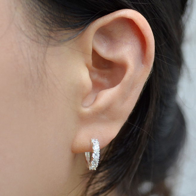 반지소 925실버 여성 원터치 테니스 순은 링 귀걸이