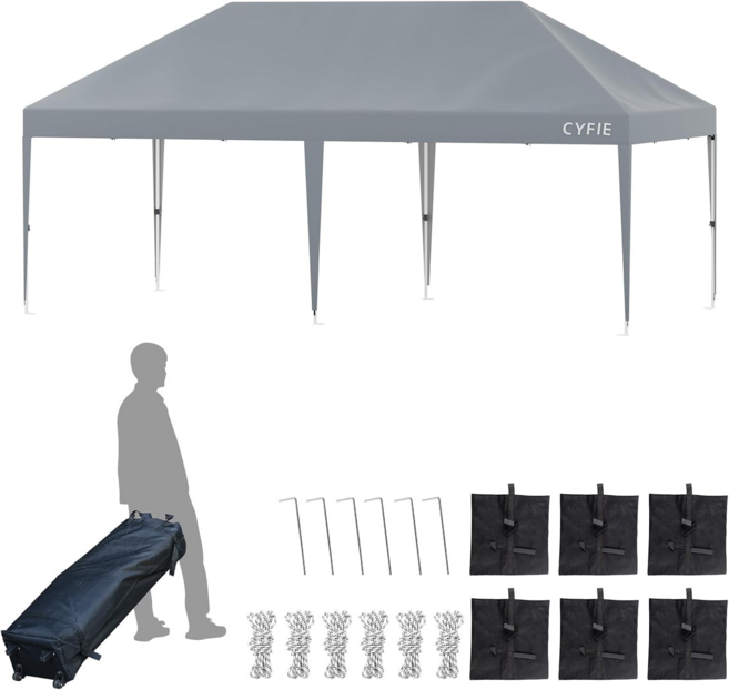 행사용 대형 방수 캐노피 천막 3x6m 접이식 설치간편 6~12인용 차양막 몽골형, 그레이