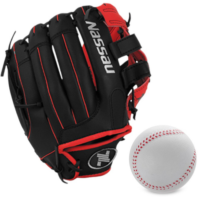 낫소 티볼글러브 투센 PU 야구공, 1개, 12인치 레드 우투용 (왼손착용)