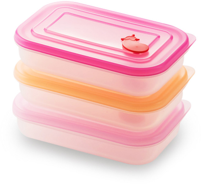 플라이토 실리콘 밥팩 젠자렌지용 밥 소분 보관 냉동밥 용기 소 400ml 3종 세트 레드+오렌지+핑크 3P 국산 친환경 정사각 밀폐용기, 1개