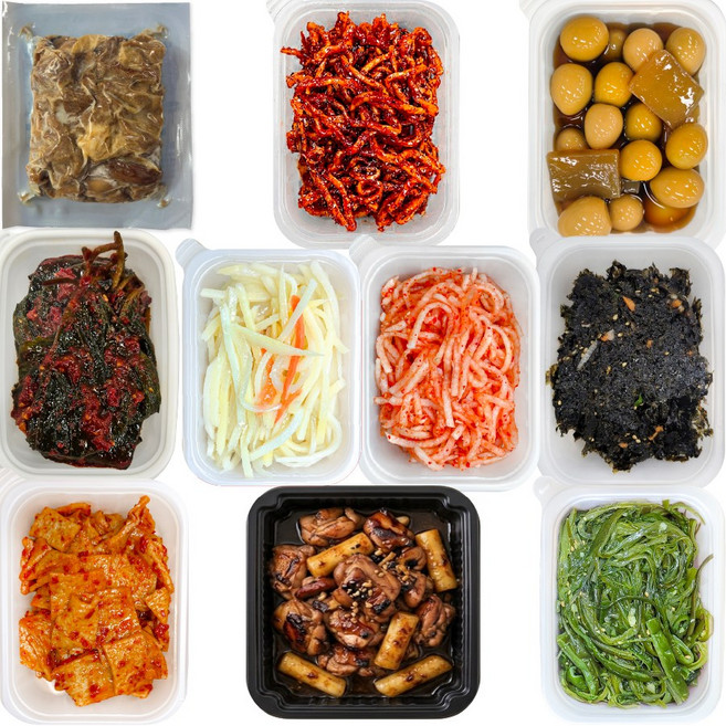 [집밥연구소] 국민 10종 반찬세트 일주일 반찬 직화석쇠불고기 + 양념숯불치킨 + 돼지고기메추리알장조림 + 비엔나야채볶음 + 고추장진미채 등 밑반찬